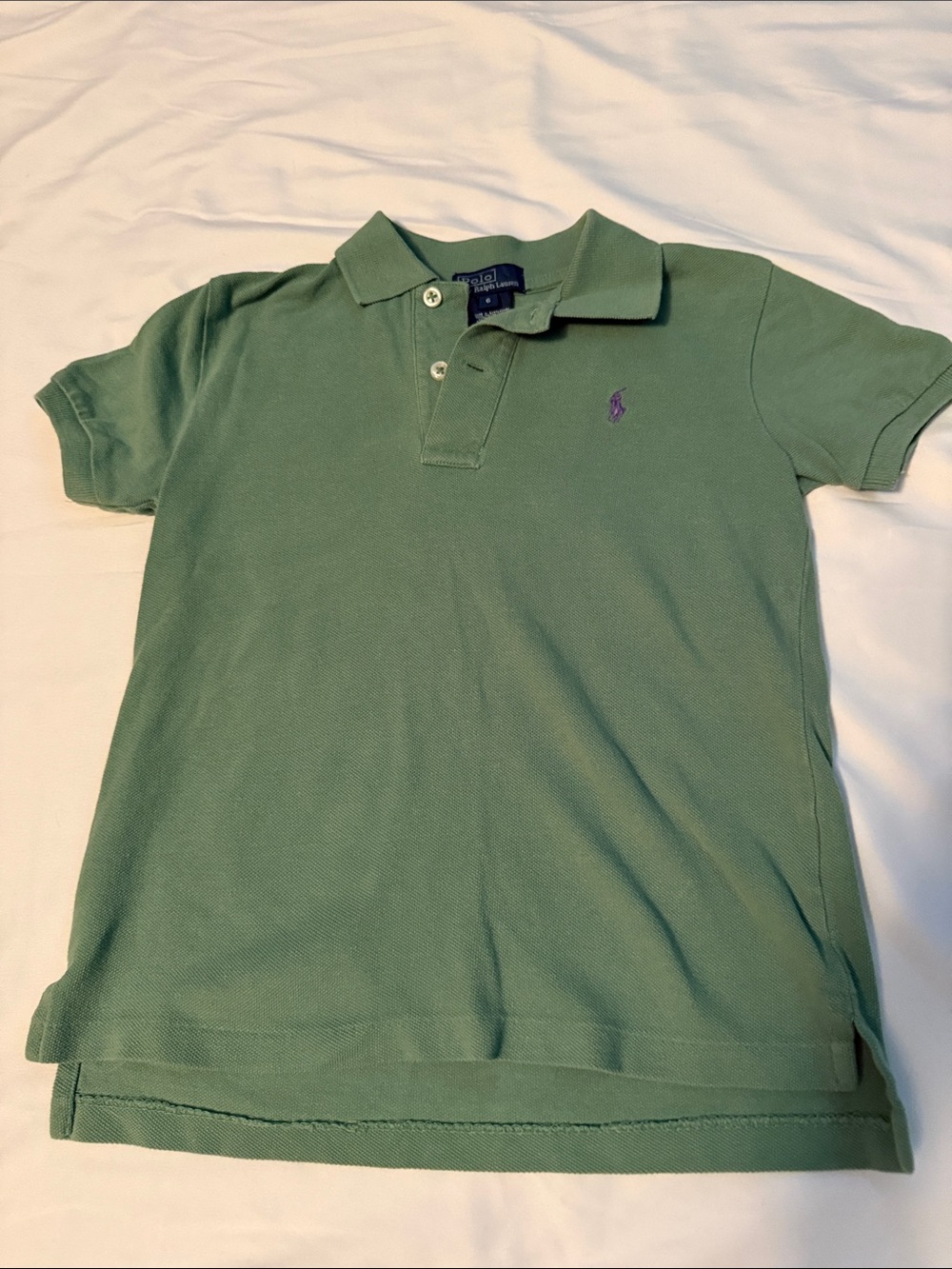 Ralph Lauren Sage Green Polo with Purple Pony - Kids